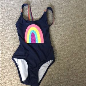 Rainbow elastic strap one piece swimsuit